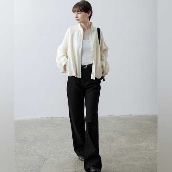 Tageechita zip up Jacket Balloon Sleeve Willow Blouson white cream neutral large - Picture 2 of 13